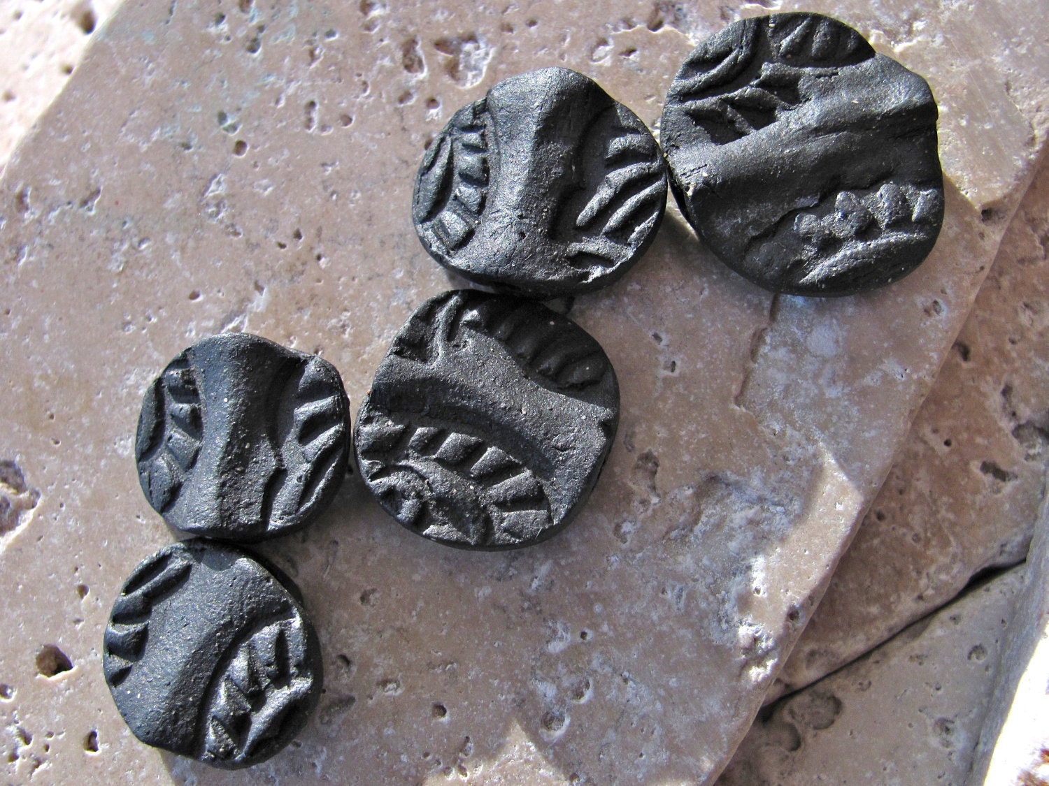 Black Raven Tribal Beads - Handmade Ceramic Beads