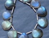 14x14mm, Heart Briolettes Fine Quality,Blue Flashy Labradorite Smooth Heart Shape Cabachons Briolettes, 7 Pieces,Great Item at Low price