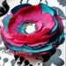 Fabulous Hot Pink and Bright Blue Satin Flower with Bird Netting Accent