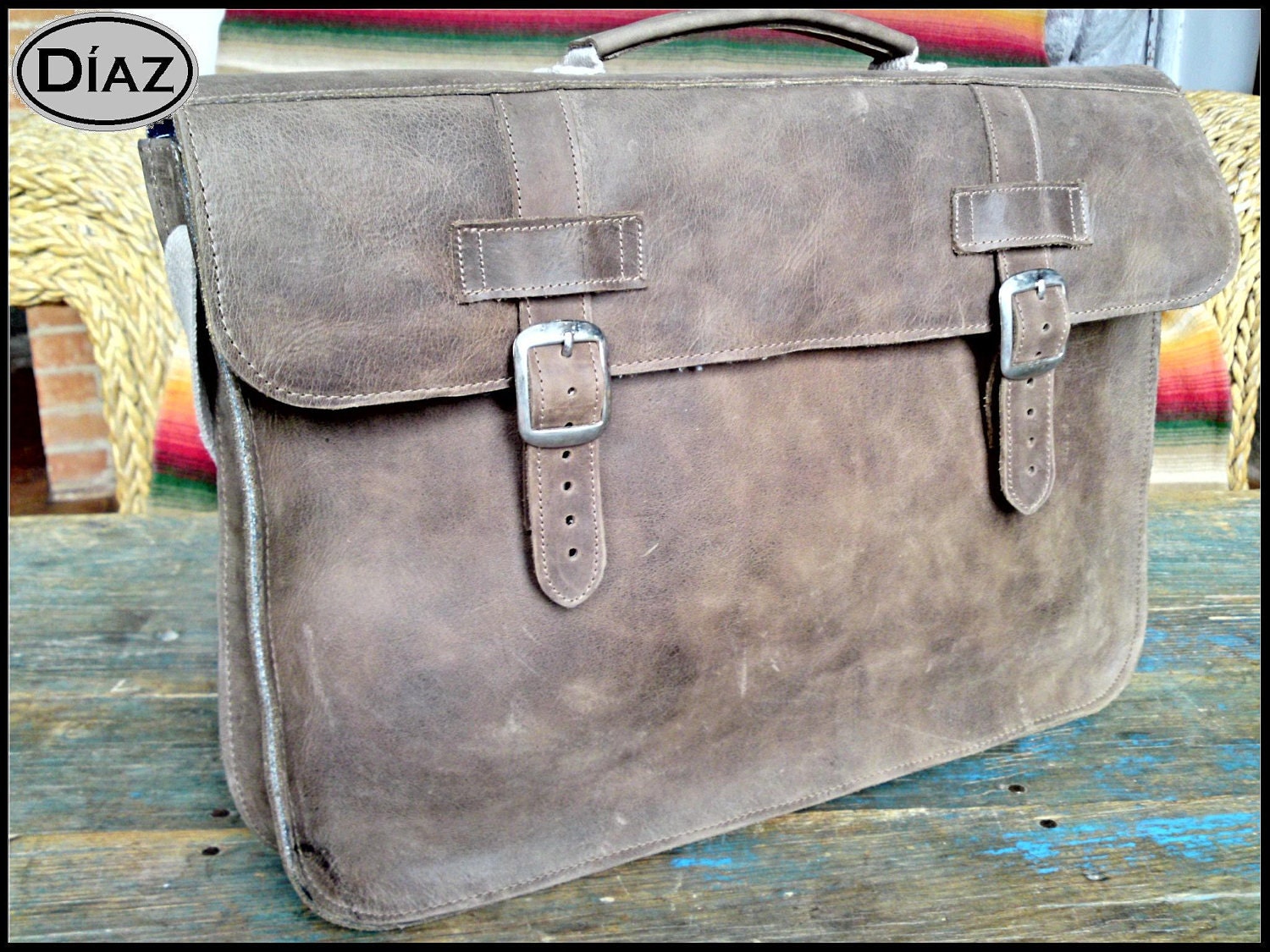 Large Leather Portfolio / Laptop Bag  in Texas Dark Brown - (17in MacBook Air / Pro) - Free Monograming  -