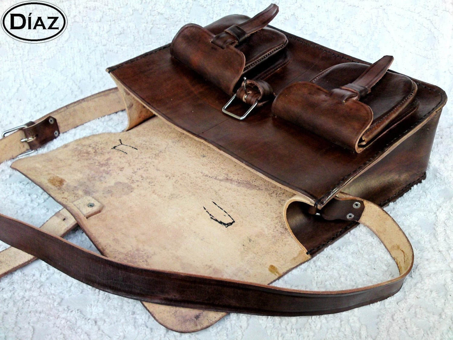 Dark Brown Rawhide Leather Messenger Laptop Satchel Bag -Free Shipping- BBC2BC