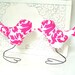 Wedding Cake Toppers Love Birds, Hot Pink and White Damask, Home Decor, Bridal Shower Decor, Baby Nursery Decor