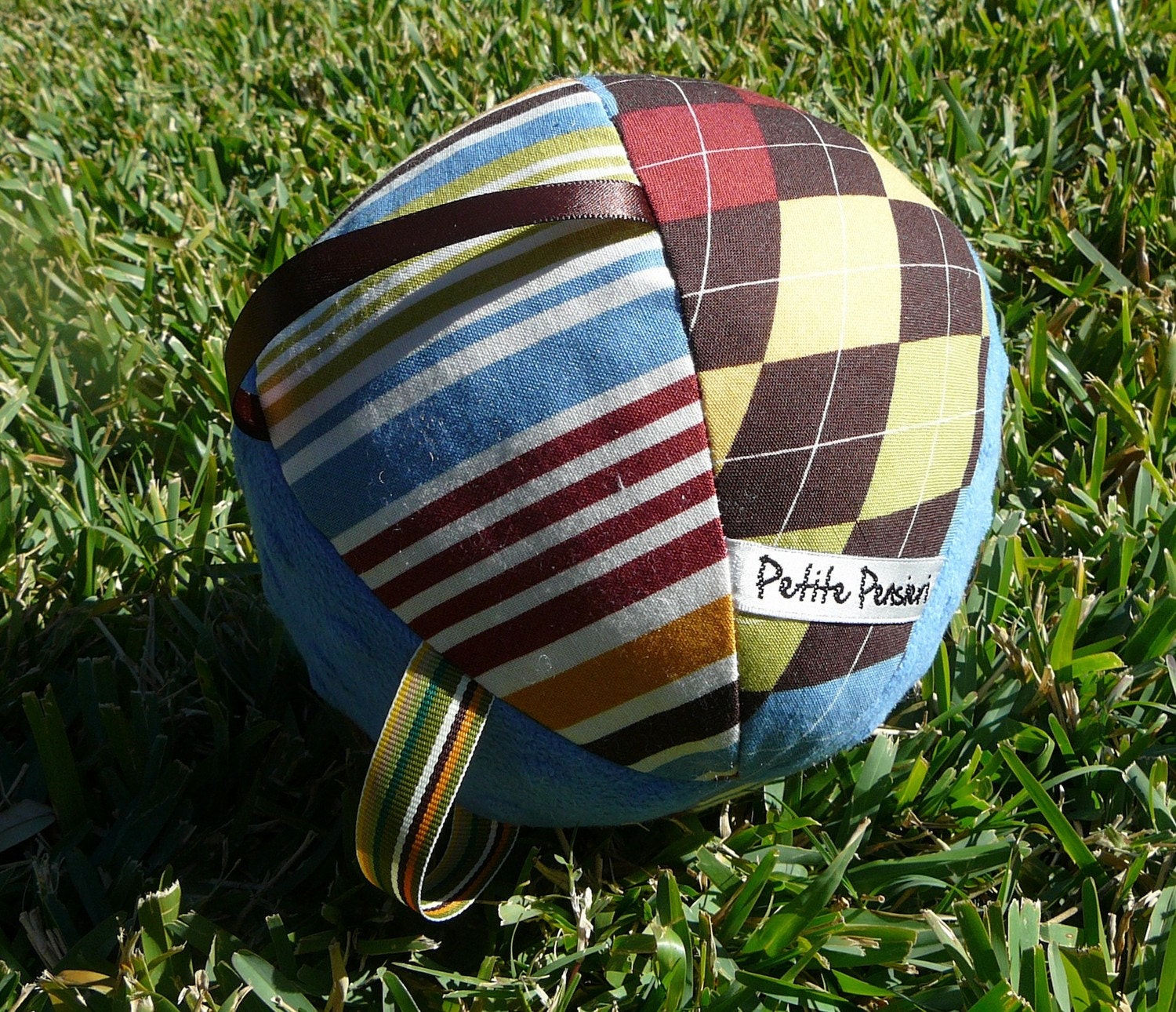 Little Man Ribbon Handle Fabric Ball