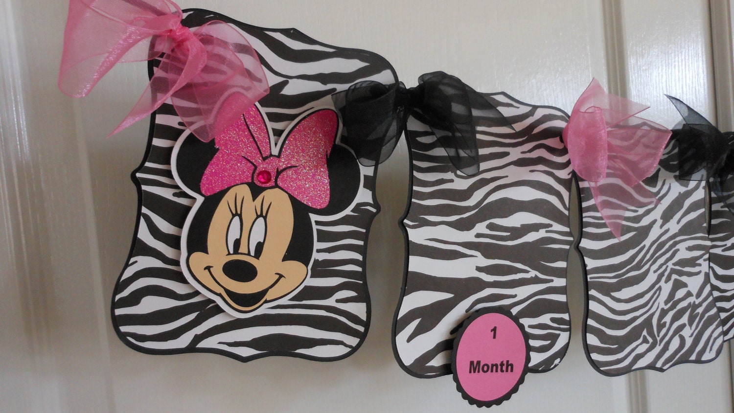 1st Birthday Petite Party Package - Minnie Mouse Zebra with Pink Polka Dot