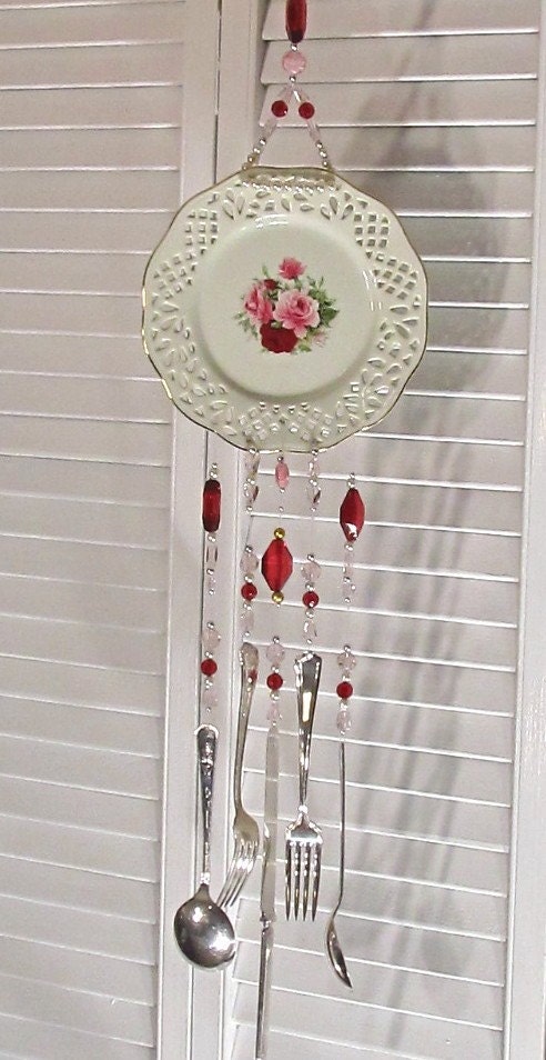 Wind Chime - Formalities Victorian Rose Plate Wind Chime - Silverware Wind Chime - Victorian Lady Handmade by passingtimeandchimes ON Etsy