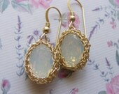 Crochet Earring, Bridal earring, Swarovsky Earring, Dangle earring, Whaite Earring