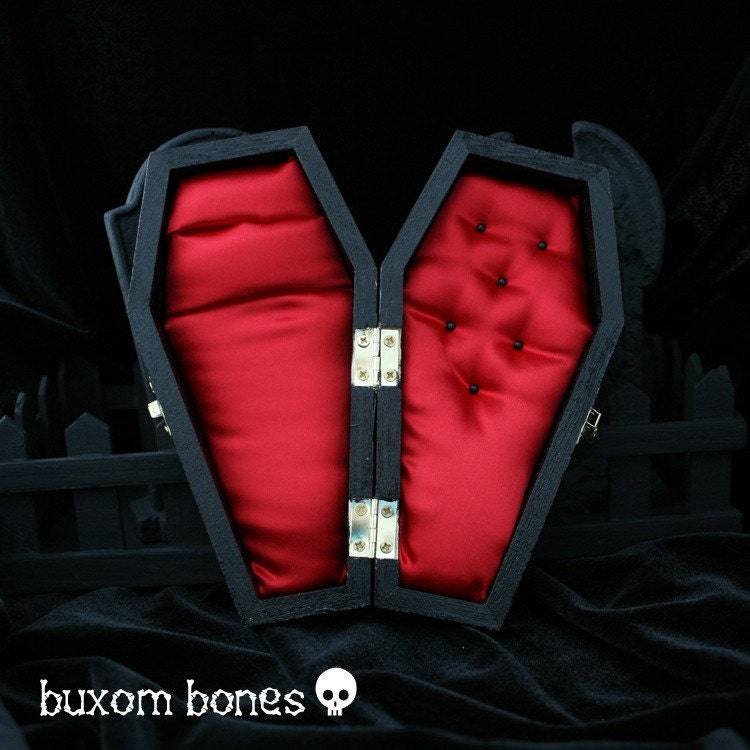 Gothic Wedding Coffin Jewelry Box - Until Death - Valentine or Halloween Wedding Keepsake - Coffin Gift Box - Engagement Ring Box - Casket