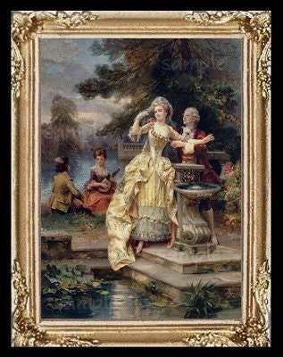 1800's Ladies & Gentelman Miniature Dollhouse Art Picture 6752
