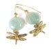 Dangle earrings, Gold Earrings -Amazonite and Dragonfly