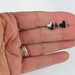 Post heart silver Earrings, Black heart, heart earrings , heart studs earrings, valentines day