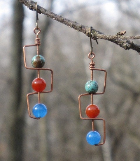 Thin Wire Stone Earrings