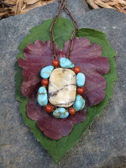 Milk Stone Pendant and Brooch