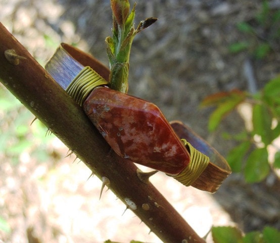 Copper Cuff with Coral Stone