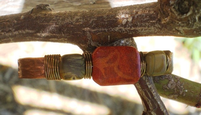 Copper Cuff with Natural Stones