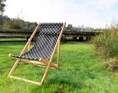 SALE outdoor deck chair with matching pillow in Black and White spots