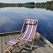 SALE 1 Oak Deck chair with removable bright striped Acapulco sling and pillow