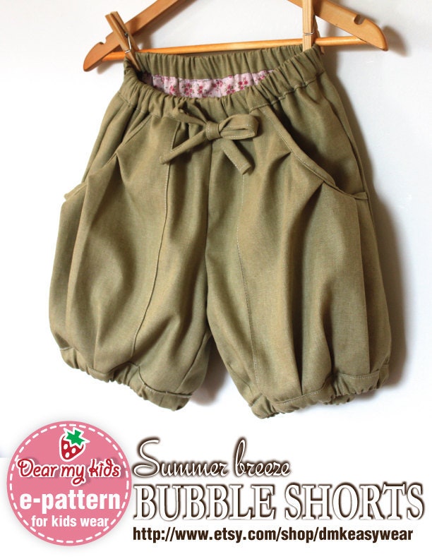 NEW - Summer Breeze Bubble Shorts - (12 months upto age 6) PDF patterns