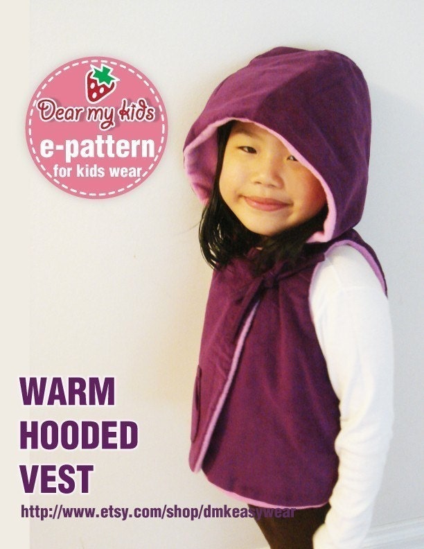 Warm Hoodie Vest PDF Patterns ((12 months upto age 6))