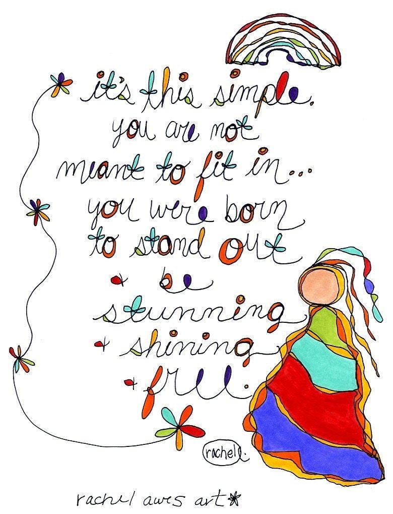 it's this simple. colorful print. rachel awes.
