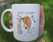MUG titled "taking in my full garden" by rachel awes.