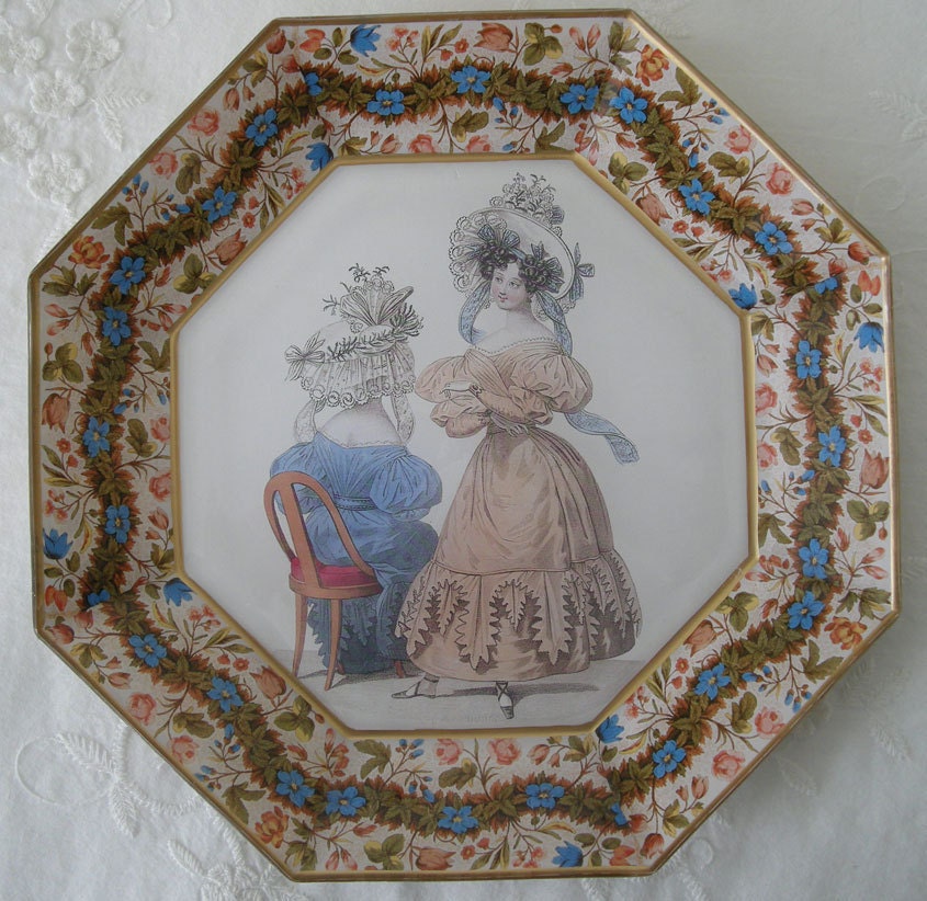 Flower Garland French Fashion Decoupage Plate