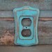 Outlet Cover Plate Turquoise Distressed Wooden