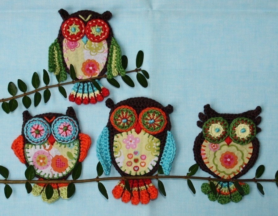 Applique Owl x4 - Vol.1-2 - Crochet Pattern