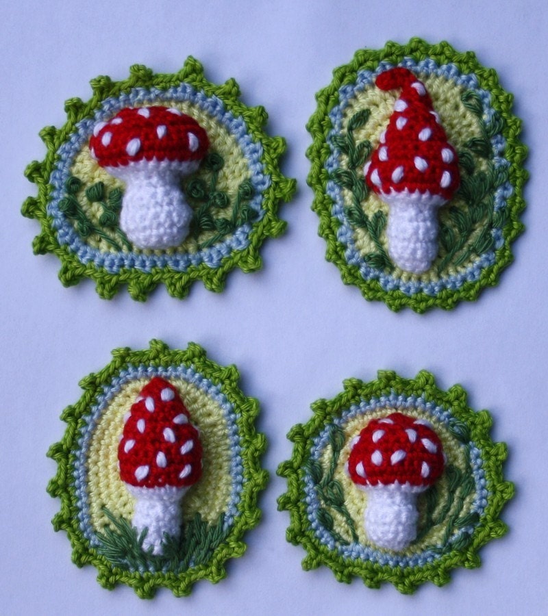 Toadstool Patches x4 - Crochet Pattern