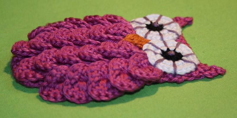 Owl in Crocodile Stitch - Crochet Pattern (Applique)