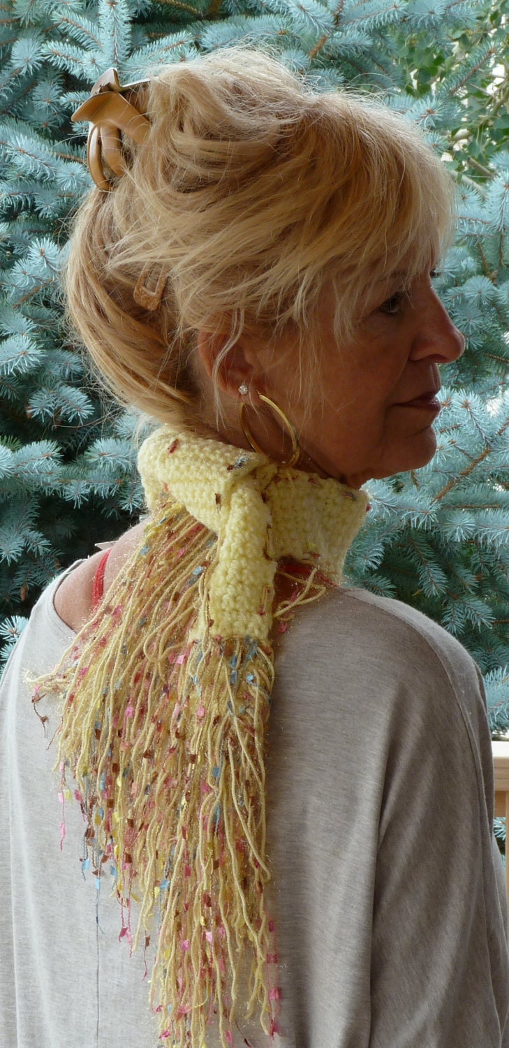 Scarf Yellow Crochet Girl