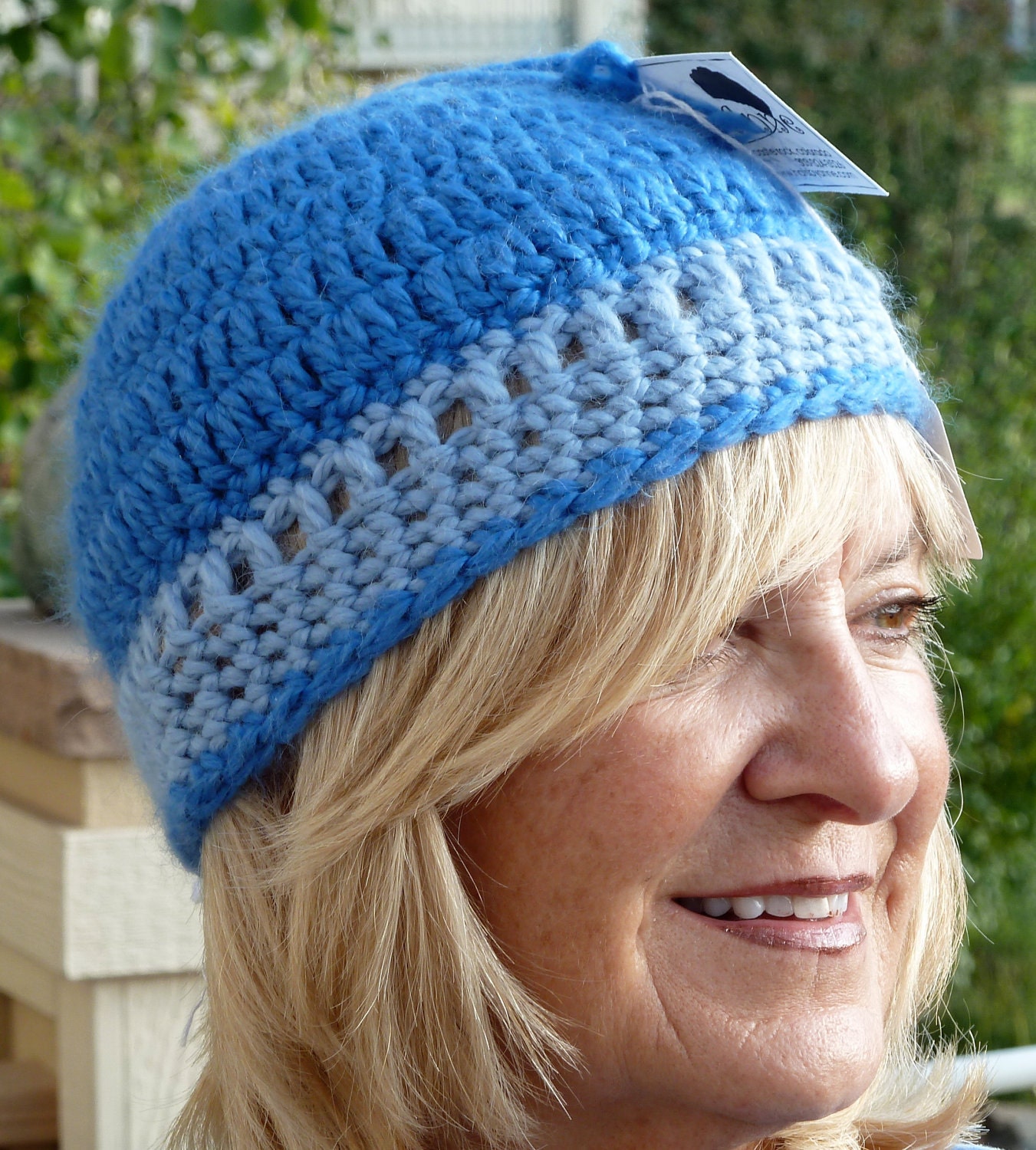 Teen Girl Hat Blue Winter Crochet