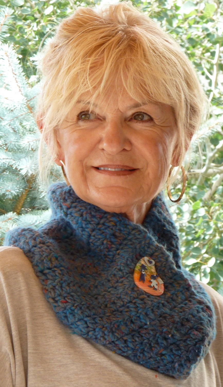 Infinity Crochet Scarf Blue Teacher