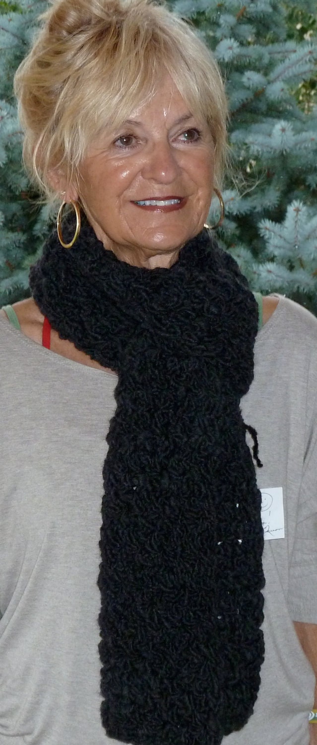 Scarf Black Winter Crochet