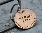 Custom Keychain for Papa in 1.25'' Personalized, Hand Stamped Bronze - Great for Grandparents, Dads, Moms & Gifts