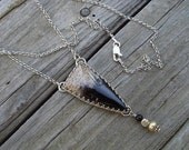 Fosilized palm root necklace in sterling silver