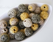 Mustard Green Ivory Crochet Beads 12Pcs