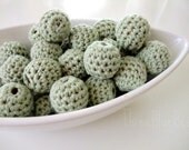 All Natural Muted Green Crochet Beads 12Pcs