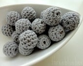 All Natural Organic Light Grey Crocheted Beads 12 Pieces