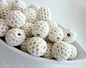 Organic Ivory Crocheted Beads 12 Pieces