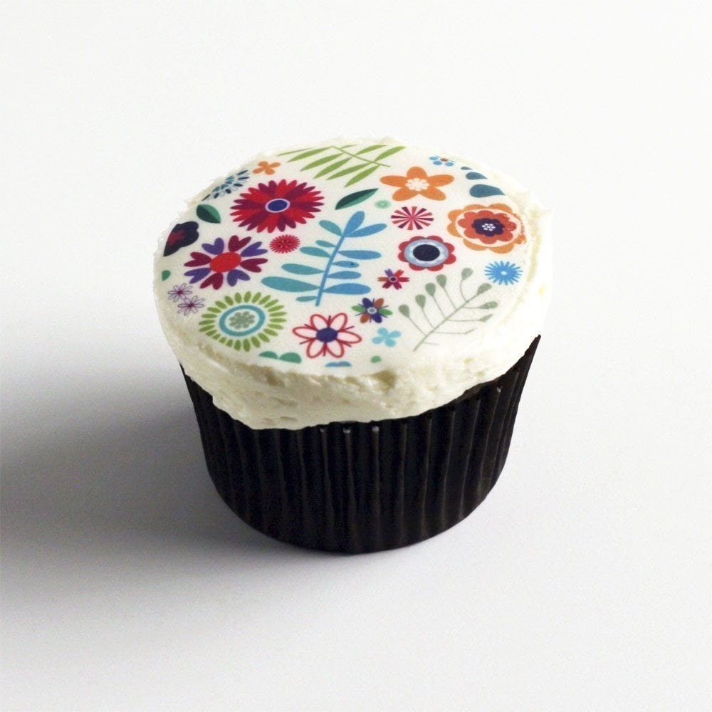 Spring Flowers Edible Icing Decals- 2 sheets- Cupcake, Cookie, Brownie Toppers