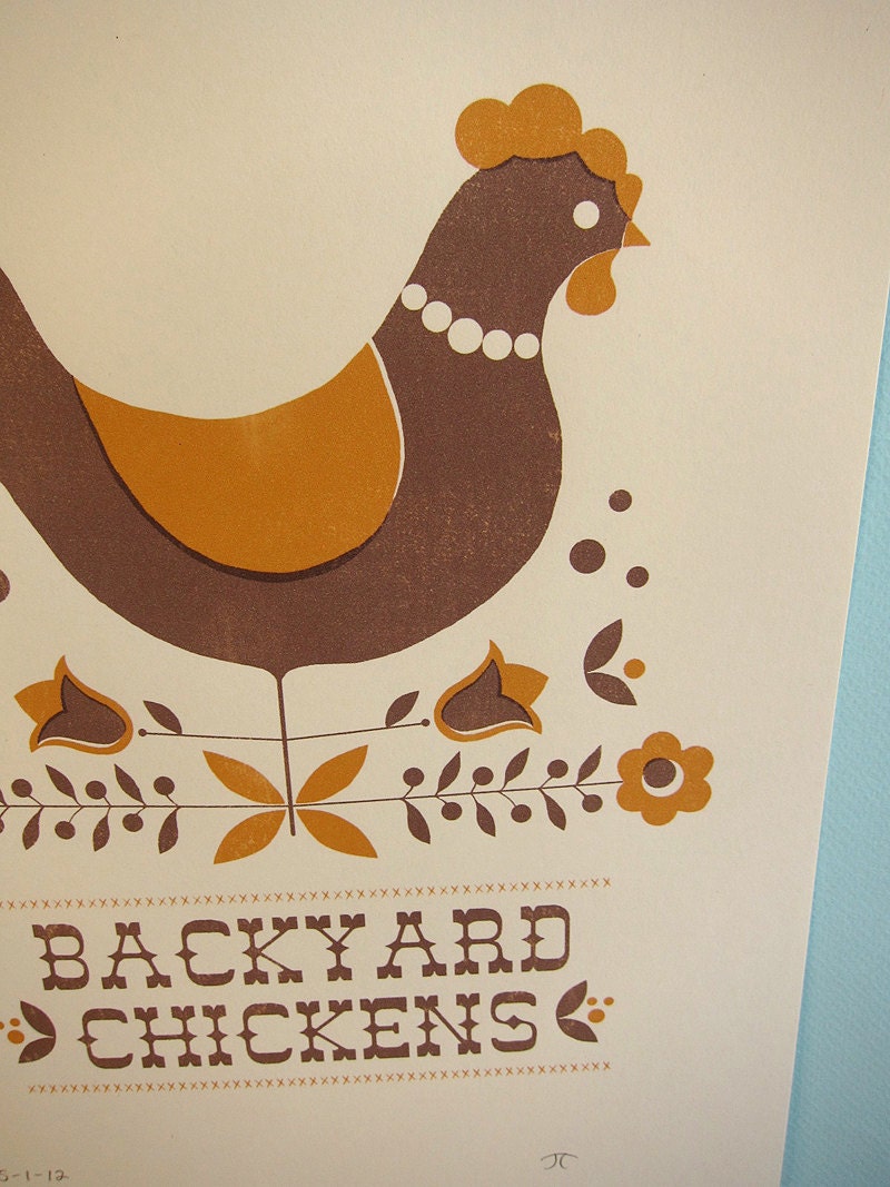 Backyard Chickens in Orange Print