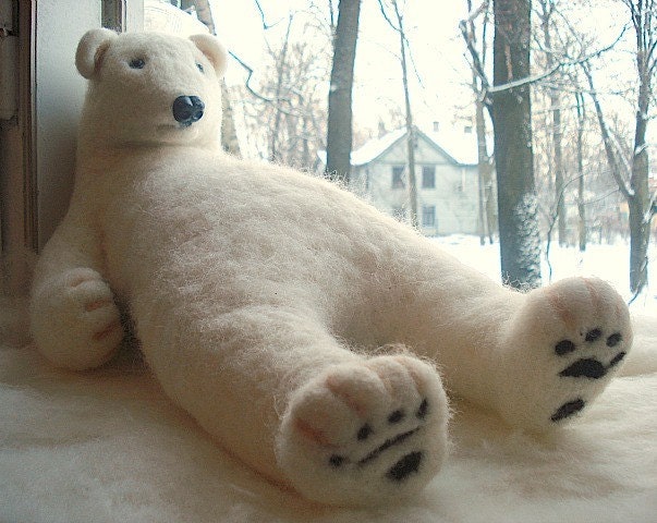 Handmade needle felted wool bear