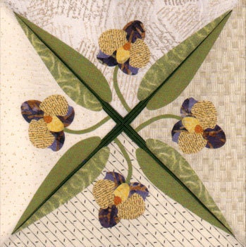 Orchids Quilt Block - Quilt Nouveau Designs by Binky - Floral Reflections Collection
