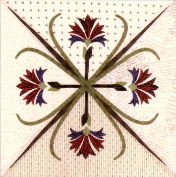 Bachelor's Buttons Quilt Block - Quilt Nouveau Designs by Binky - Floral Reflections Collection
