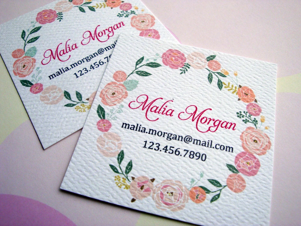 Personalized Floral Business Cards Calling Cards - Set of 48