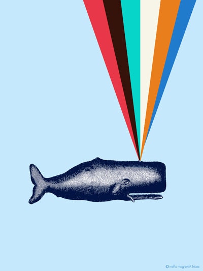 Rainbow Whale--11x14 Archival Print of Whale