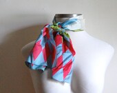 Vintage Harlequin Scarf - 1970s Scarf with Diamond Pattern