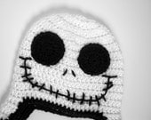 Crochet Infant Skull Halloween hat with Ear Flaps 3 to 6 months Made To Order