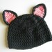 Crochet Kitty Cat Hat with Pink Ears Made to Order 3 to 6 months