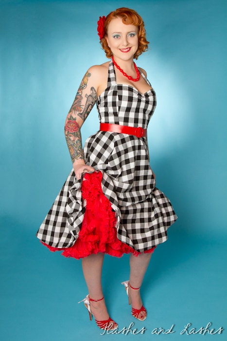 Gingham Prom Dress, handmade, made to measure, any size